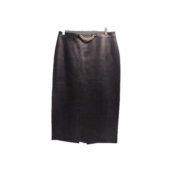 Andrew Marc Dresses & Skirts - Marc New York Andrew Marc Black Snakeskin Pencil Skirt Faux Leather, Gold Chain